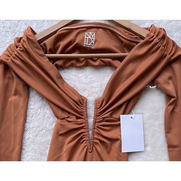 NWT Not Yours To Keep Sacha Midi Dress in Nude, Size XS - Picture 6 of 12